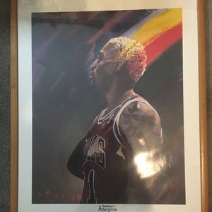 Dennis Rodman “Afterglow” Wood Framed painting